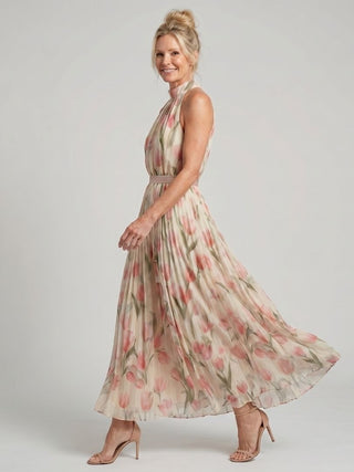 Sidonie | Robe Midi Fleurie à Col Halter