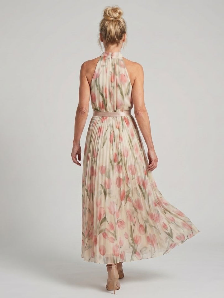 Sidonie | Robe Midi Fleurie à Col Halter