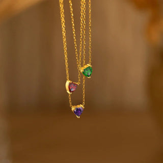 HEART SHAPED BIRTHSTONE NECKLACE