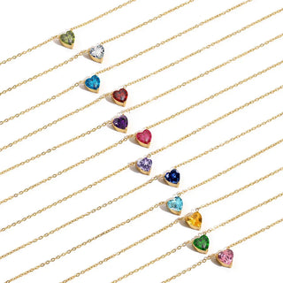 HEART SHAPED BIRTHSTONE NECKLACE
