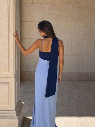 Victoire | Robe Maxi Bicolore Bleue
