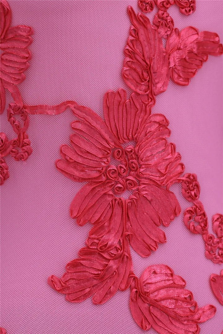 Auxane | Robe Maxi Dentelle Fleurie Fuchsia