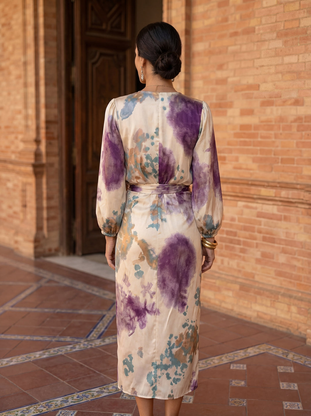 Eulalie | Robe Midi Portefeuille Aquarelle