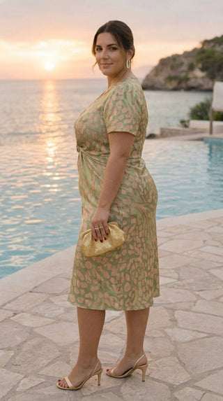 Céleste | Robe Midi Léopard Métallisée