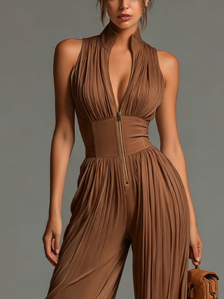 Elise | Combinaison sans manches élégante – Caramel