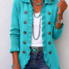 Sylvaine | Veste en Maille Côtelée Turquoise à Volants