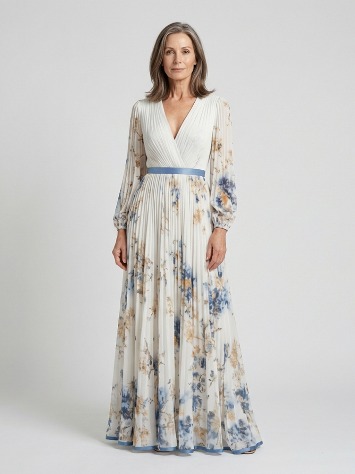 Robe Maxi Fleurie à Manches Longues Lavinia