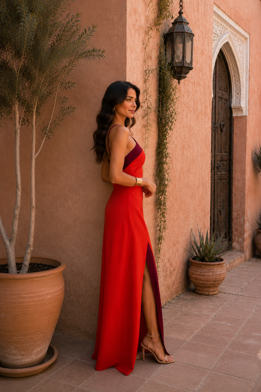 Isolde | Robe Maxi Bicolore Rouge