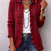 Marthe | Veste en Maille Côtelée Rouge Rubis à Volants