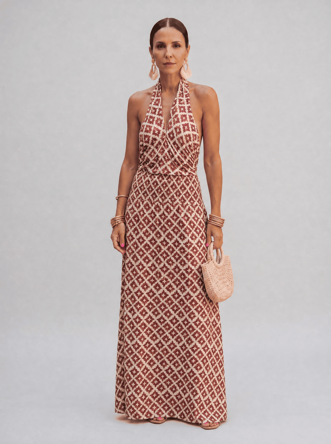Bélise | Robe Maxi Halter Géométrique