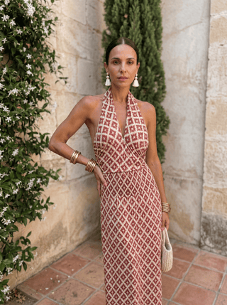 Bélise | Robe Maxi Halter Géométrique