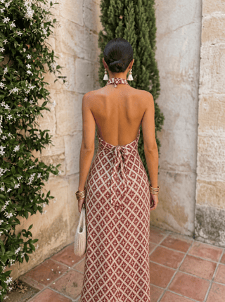 Bélise | Robe Maxi Halter Géométrique