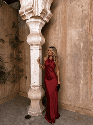 Eudoxie | Robe Maxi Satinée Col Capiton