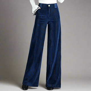 PANTALON EN VELOURS TRICOTÉ TAILLE HAUTE POUR FEMME