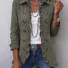 Alexandrine | Veste Bohème-Chic Brodée de Fleurs Vert Rétro et Finitions Froncées