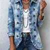 Guenièvre | Veste Bohème Botanique Vintage Dégradée Bleu à Volants
