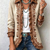 Octavie | Veste Bohème Fleurie Vintage Chameau et Marron à Volants