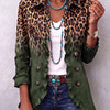 Louise | Blazer Léopard Dégradé Vert Olive à Volants