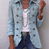 Émilie | Veste Paisley Vintage Bleu Ciel à Volants