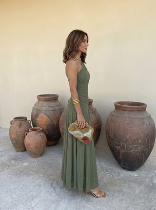 Marjolaine | Robe Maxi Monopaule Vert Olive