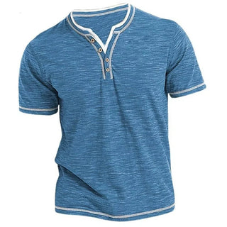 Adrian – T-shirt Henley à manches courtes décontracté