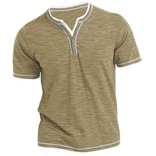 Adrian – T-shirt Henley à manches courtes décontracté