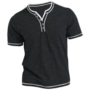 Adrian – T-shirt Henley à manches courtes décontracté