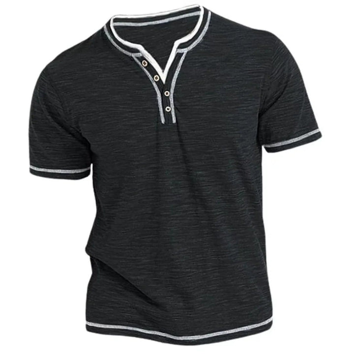 Adrian – T-shirt Henley à manches courtes décontracté