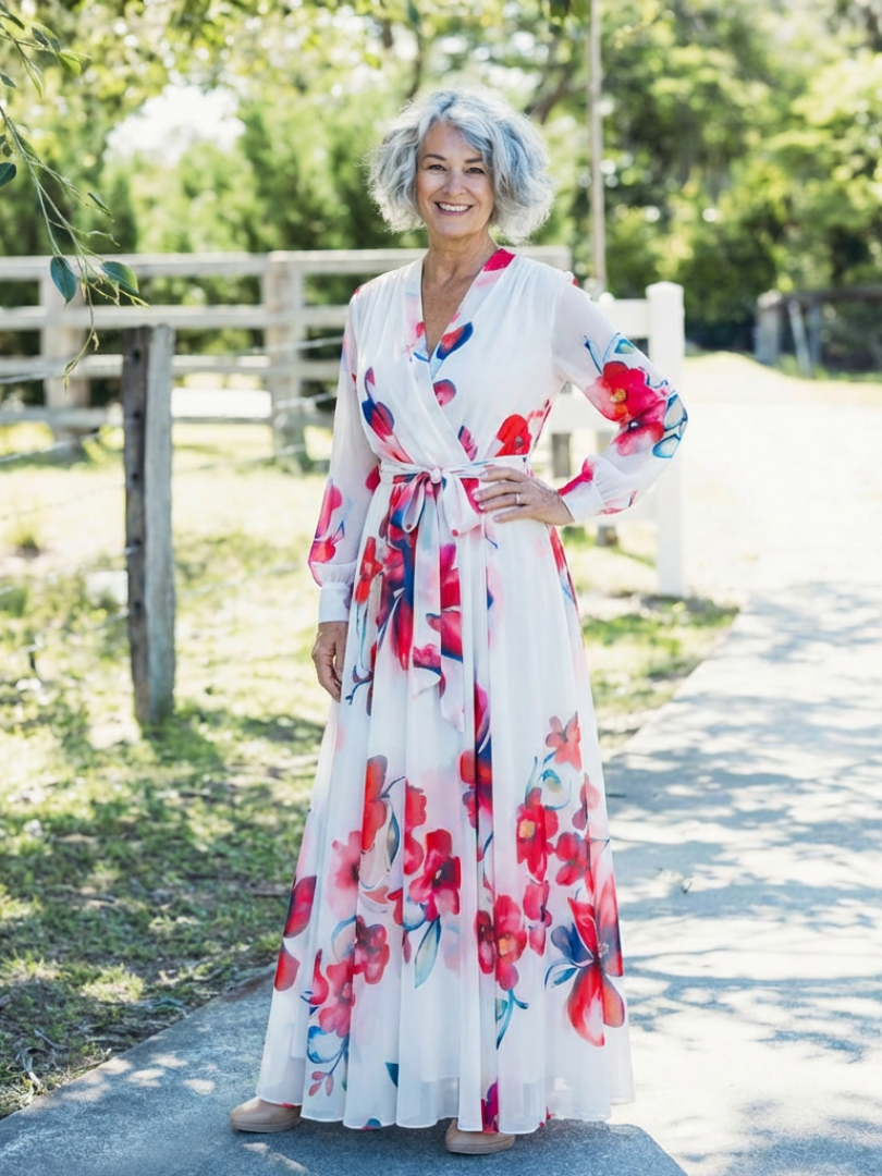 Robe Maxi Enveloppe Florale Lillian