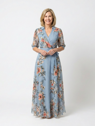 Robe Maxi à Enveloppe à Col en V Floral Camille