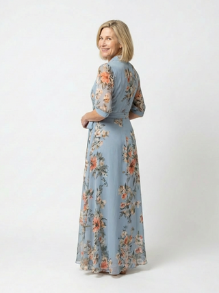 Robe Maxi à Enveloppe à Col en V Floral Camille