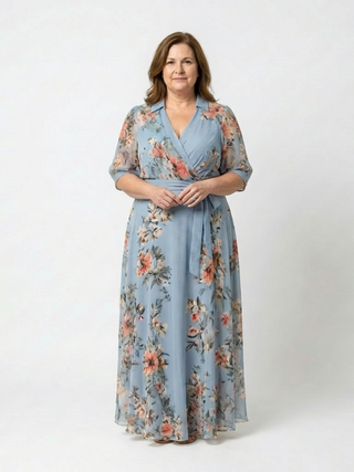 Robe Maxi à Enveloppe à Col en V Floral Camille